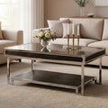Orsina Carla Mirrored Coffee Table – Black Crocodile Leather Effect