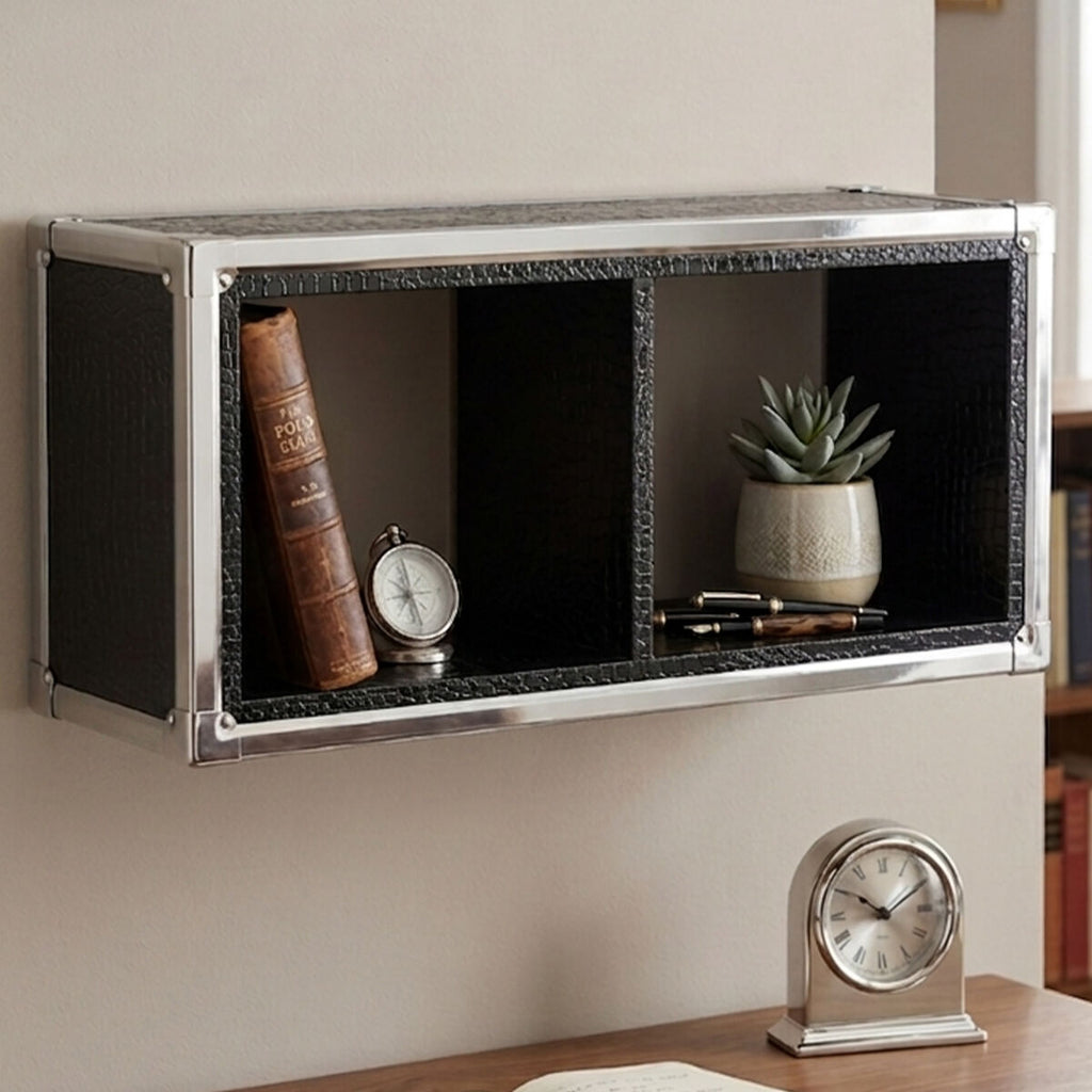 Orsina Carla Crocodile Leather Effect Wall Cube Floating Shelf