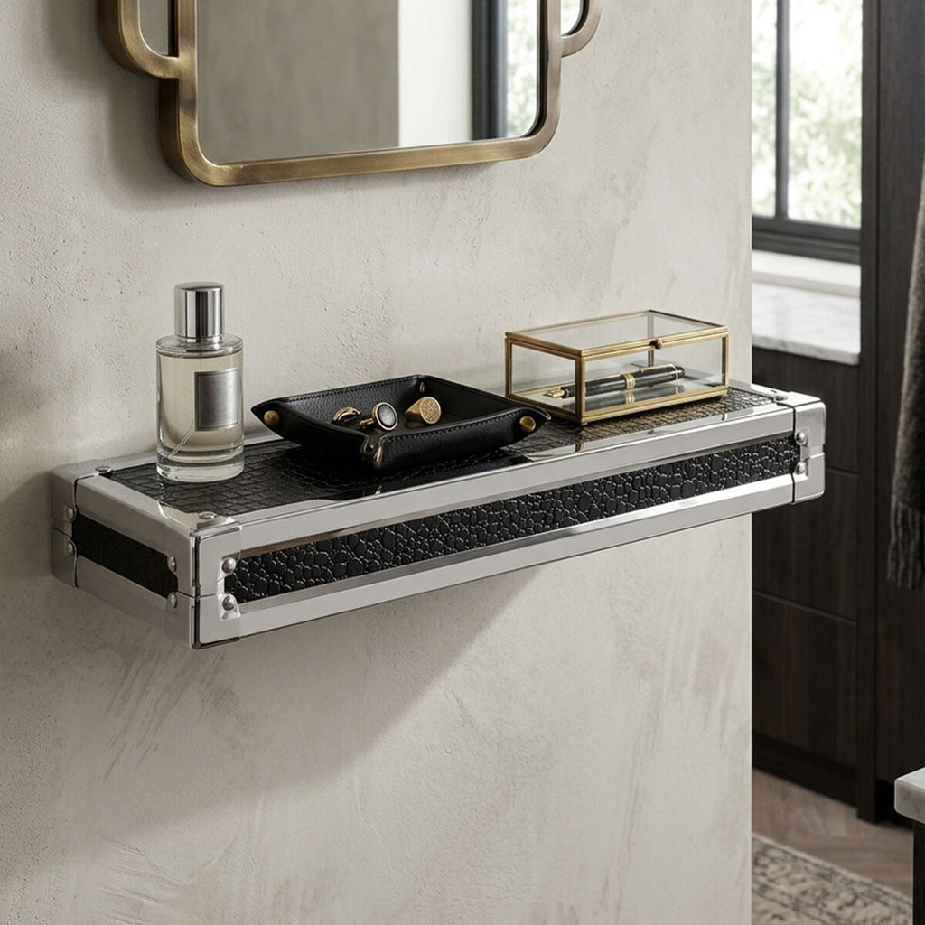 Orsina Carla Crocodile Leather Effect Small Wall Shelf – Modern Decor