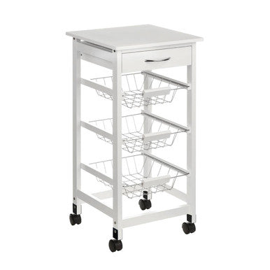 Orsina Harlow Glenn Kitchen Trolley – White Veneer Rolling Cart