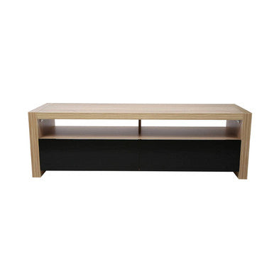 Orsina Loki Coffee Table – Solid Wood with 2 Black Gloss Drawers