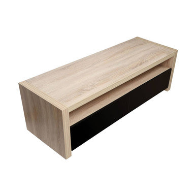 Orsina Loki Coffee Table – Solid Wood with 2 Black Gloss Drawers