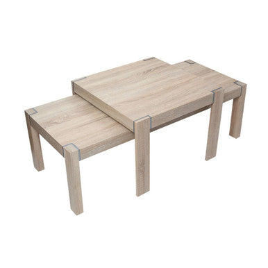 Orsina Loki Nesting Side Tables – Natural Wood Set of 2 for Living Room