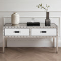 Orsina Rivet Mirrored Coffee Table – Stainless Steel with 2 Drawers