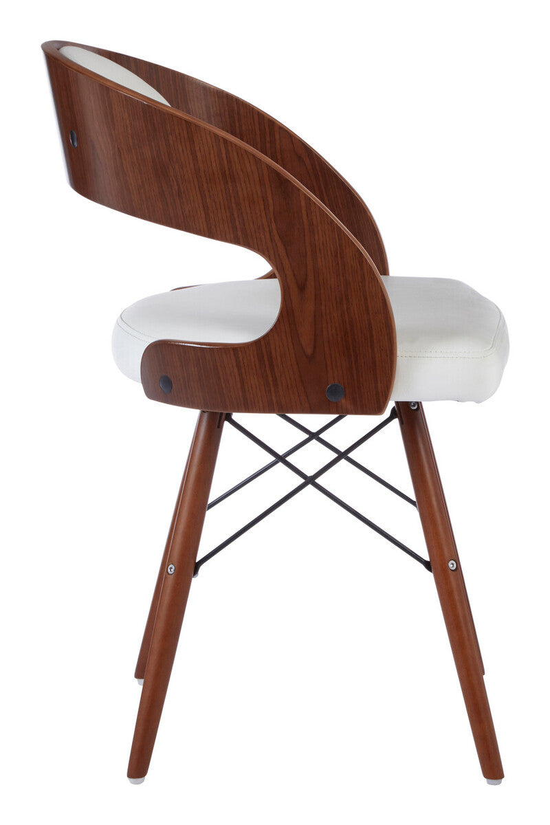 Orsina Parker White Leather Effect Dining Chair with Curved Back