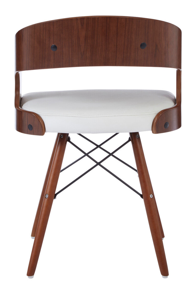 Orsina Parker White Leather Effect Dining Chair with Curved Back