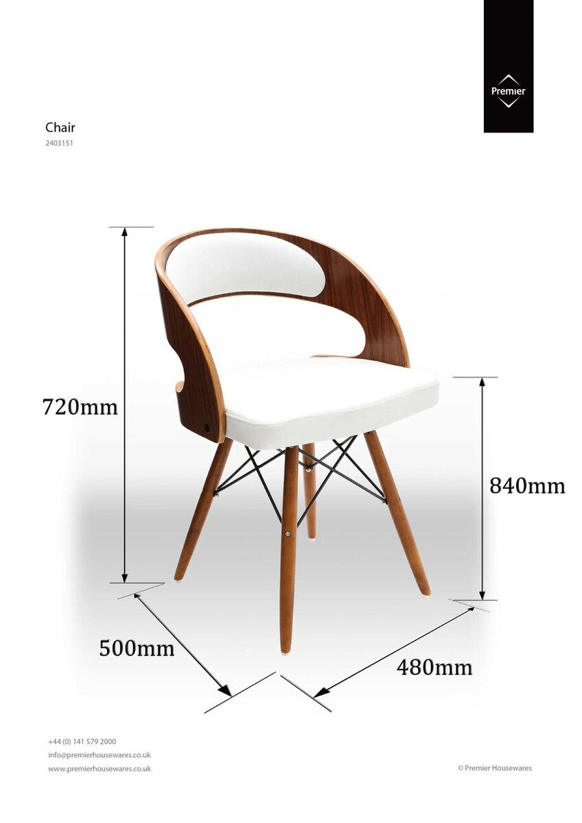 Orsina Parker White Leather Effect Dining Chair with Curved Back