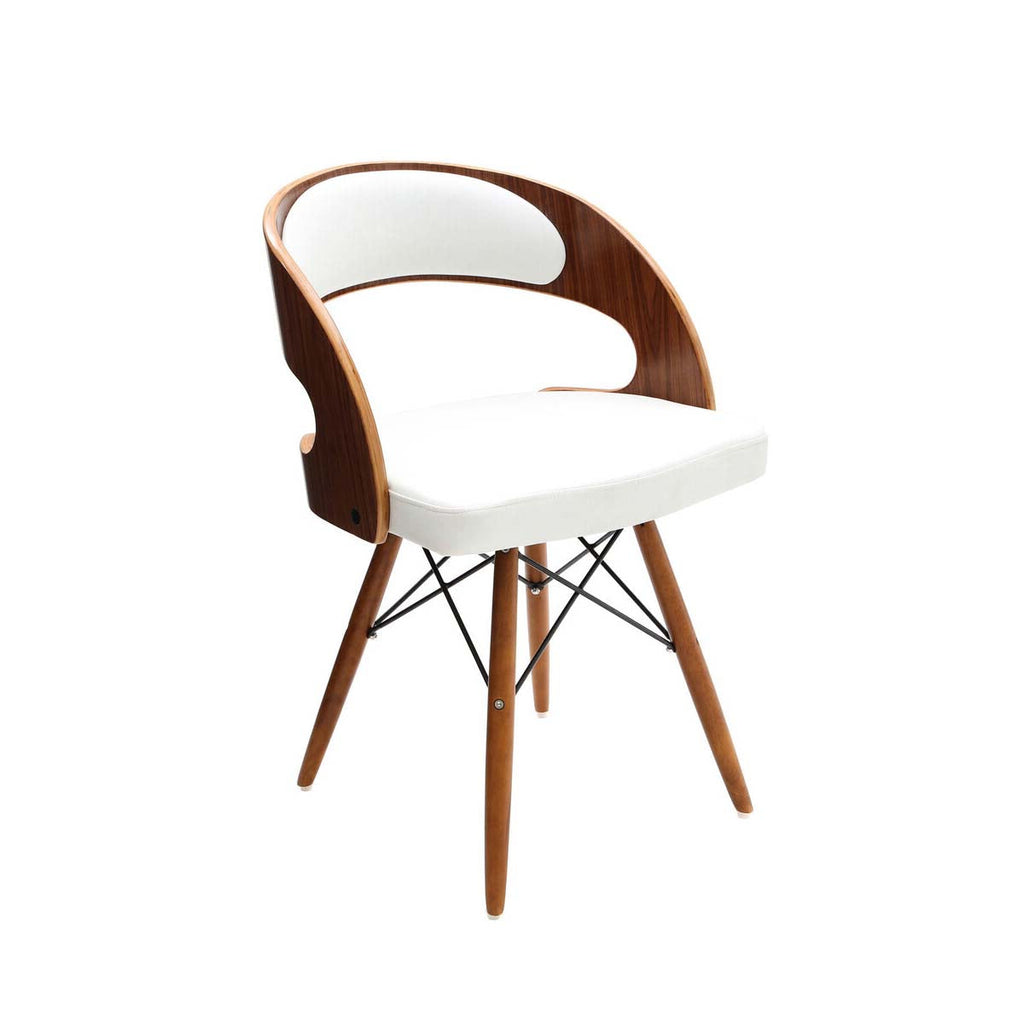Orsina Parker White Leather Effect Dining Chair with Curved Back