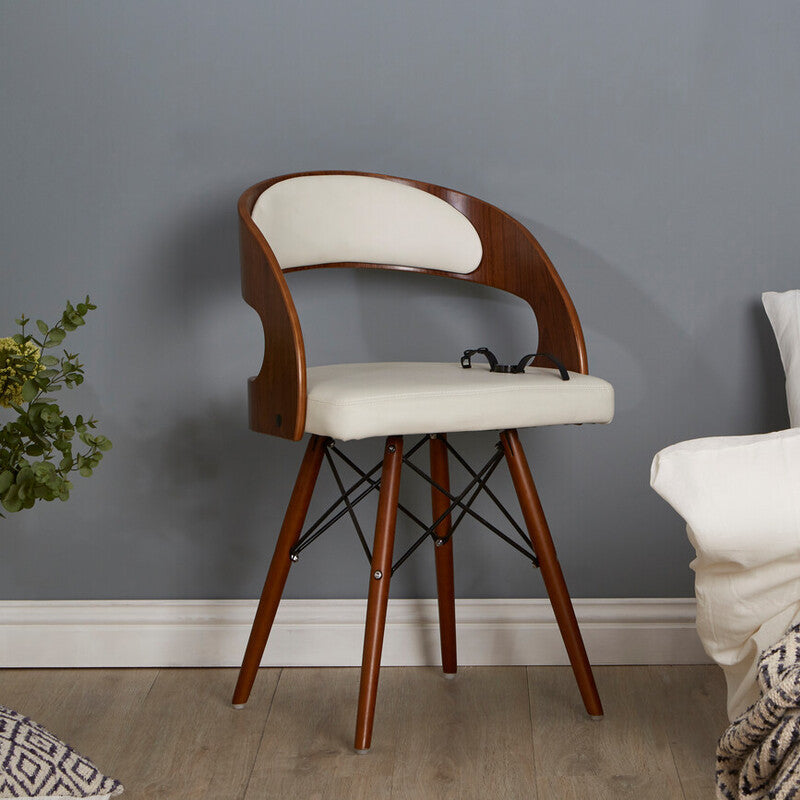 Orsina Parker White Leather Effect Dining Chair with Curved Back