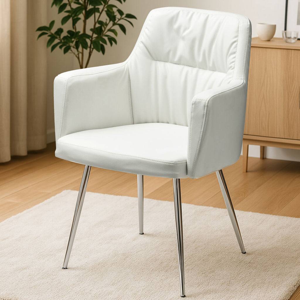 Orsina Merrik White Leather Effect Dining Chair – Modern Kitchen Seating