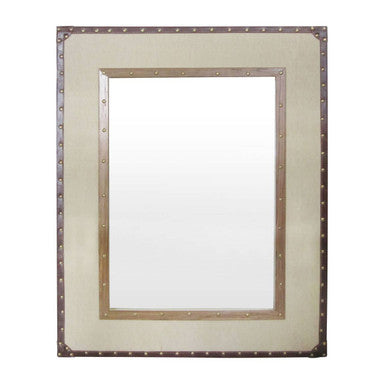Orsina Linella Natural Linen and Cotton Fabric Frame Mirror – 60cm