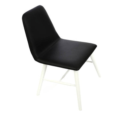 Orsina Cassy Dining Chair | Black Leather Effect with White Wood Legs