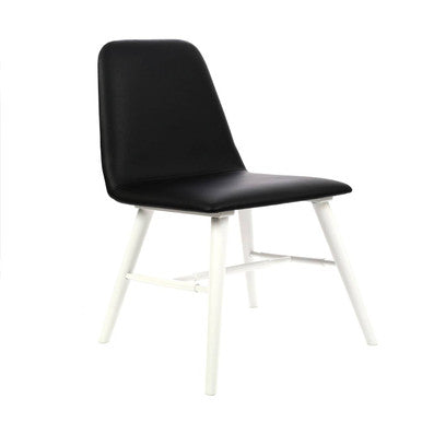 Orsina Cassy Dining Chair | Black Leather Effect with White Wood Legs