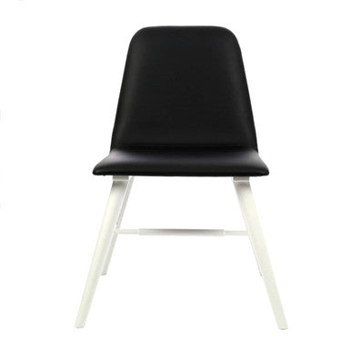 Orsina Cassy Dining Chair | Black Leather Effect with White Wood Legs