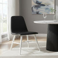 Orsina Cassy Dining Chair | Black Leather Effect with White Wood Legs