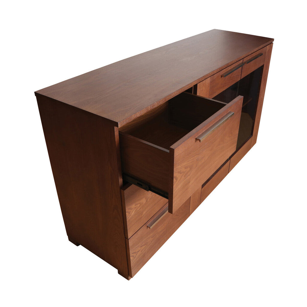 Orsina Cassy Walnut Veneer Sideboard – Modern Wood Storage Buffet