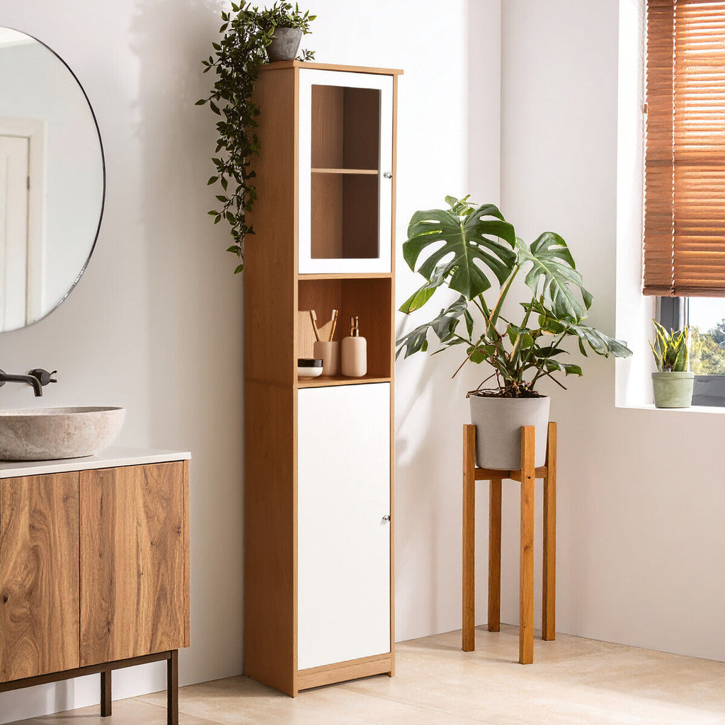 Orsina Vida 2 Door Oak Effect Floor Standing Bathroom Storage Cabinet