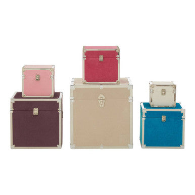 Orsina Carla Multicoloured Storage Trunks – Set of 6 Stackable Boxes