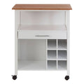 Orsina Harlow Kitchen Trolley – White & Bamboo Mobile Storage Cart