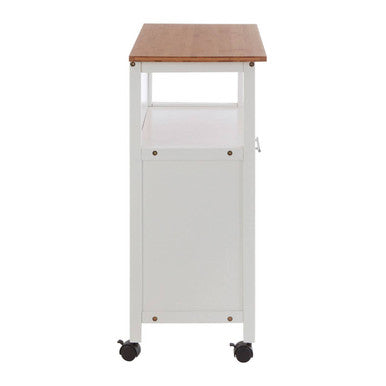 Orsina Harlow Kitchen Trolley – White & Bamboo Mobile Storage Cart