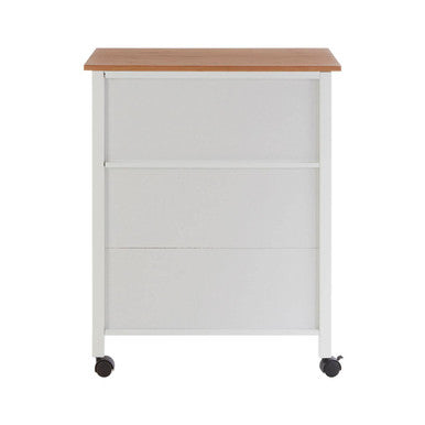 Orsina Harlow Kitchen Trolley – White & Bamboo Mobile Storage Cart