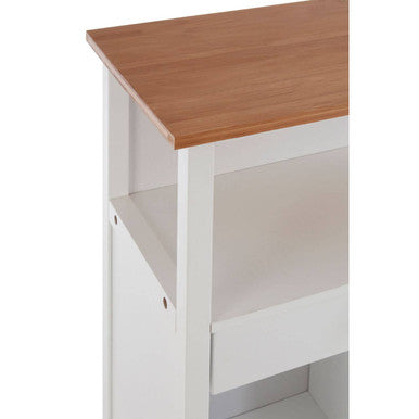 Orsina Harlow Kitchen Trolley – White & Bamboo Mobile Storage Cart