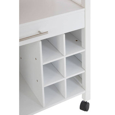Orsina Harlow Kitchen Trolley – White & Bamboo Mobile Storage Cart