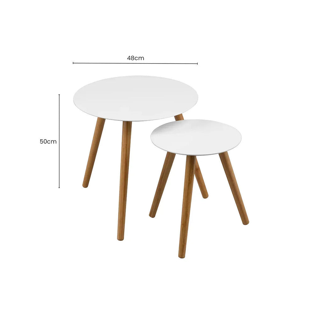 Orsina Nostra Nest of 2 Round Tables - White High Gloss & Wood