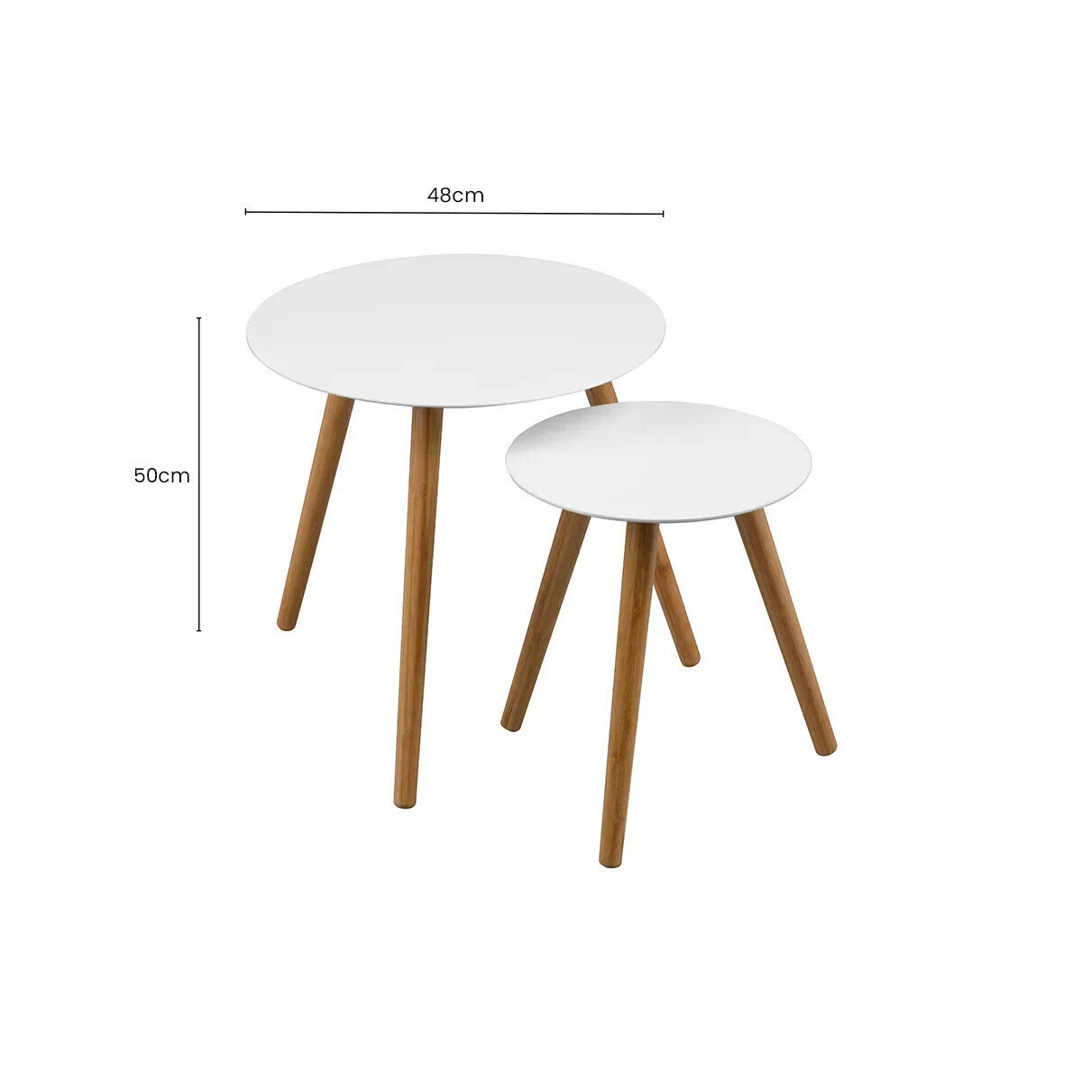 Orsina Nostra Nest of 2 Round Tables - White High Gloss & Wood