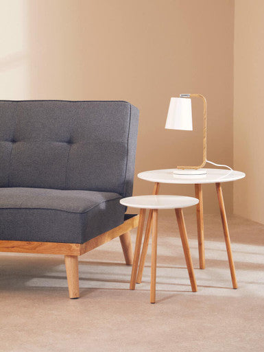 Orsina Nostra Nest of 2 Round Tables - White High Gloss & Wood