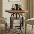 Orsina Round Side Table – Adjustable Fir Wood & Industrial Metal Base