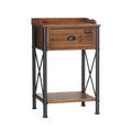 Orsina Foundry Industrial 1-Drawer Side Table – Wood & Metal