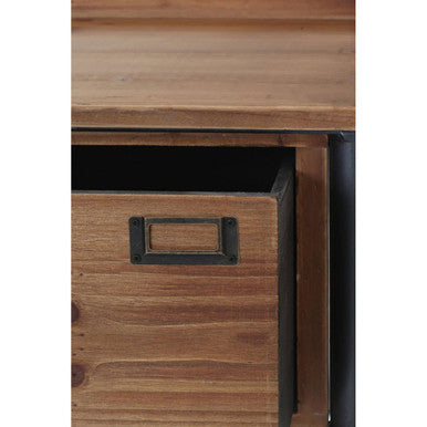 Orsina Foundry Industrial 1-Drawer Side Table – Wood & Metal