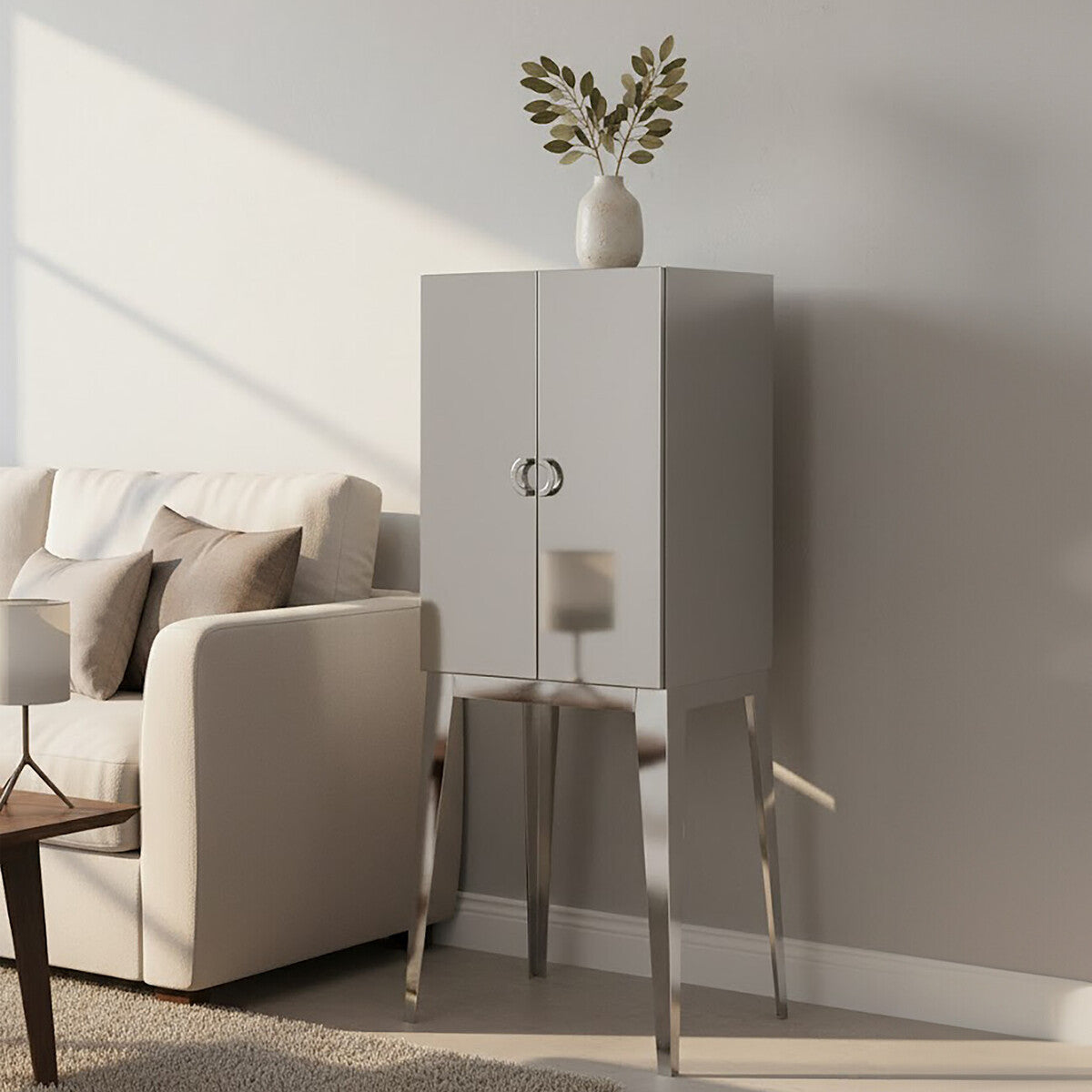Orsina Lure Stainless Steel Cabinet – Modern Storage Sideboard