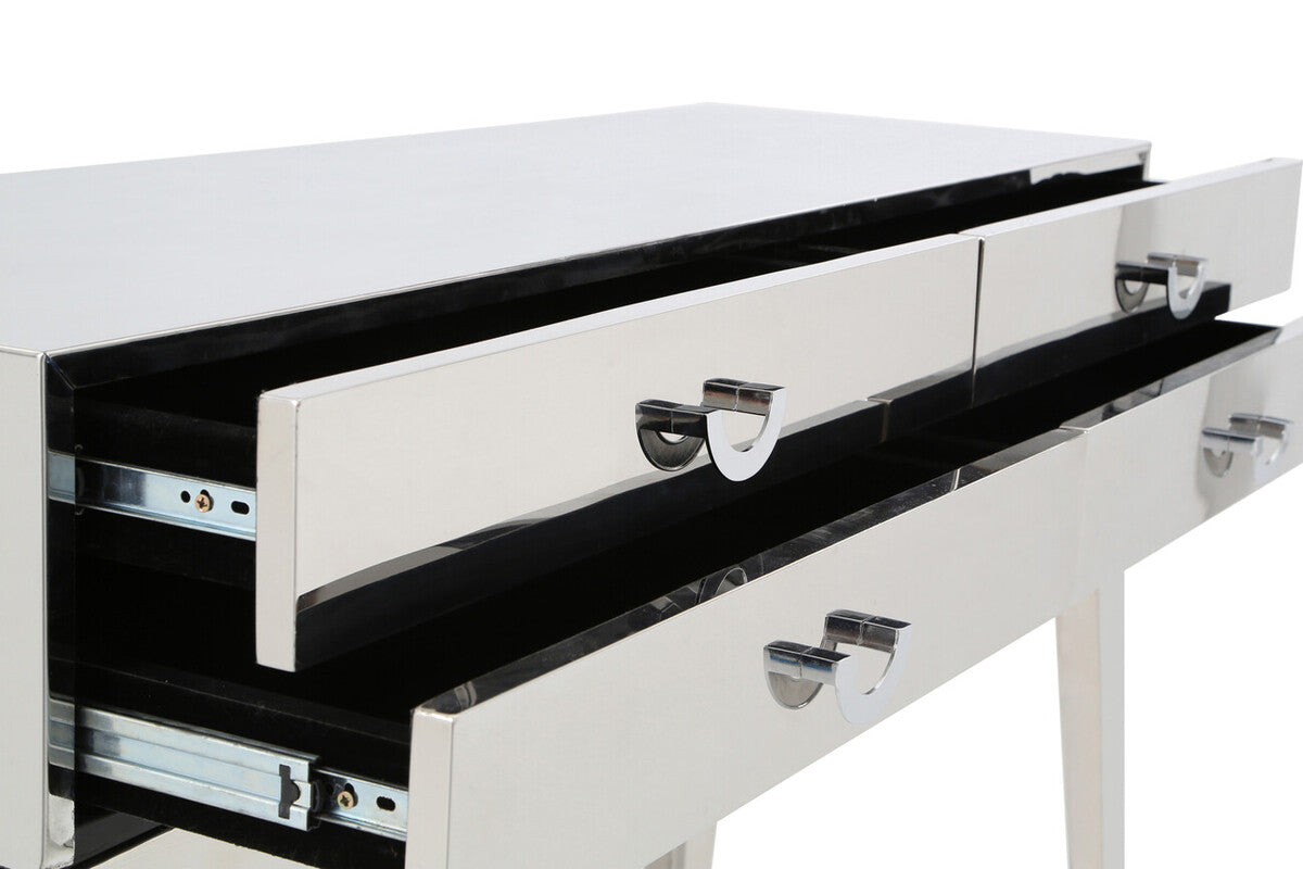 Orsina Lure Stainless Steel Console Table | Modern 4-Drawer Entryway Table