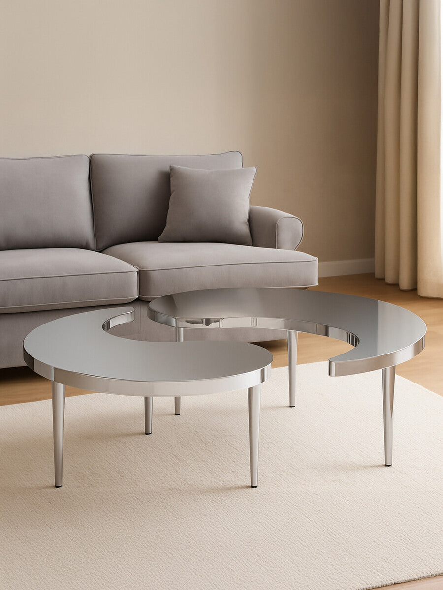 Orsina Lure Yin-Yang Stainless Steel Coffee Table – Modern Sculptural Design