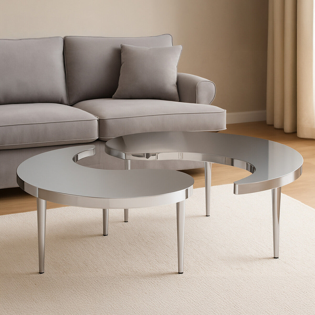 Orsina Lure Yin-Yang Stainless Steel Coffee Table – Modern Sculptural Design