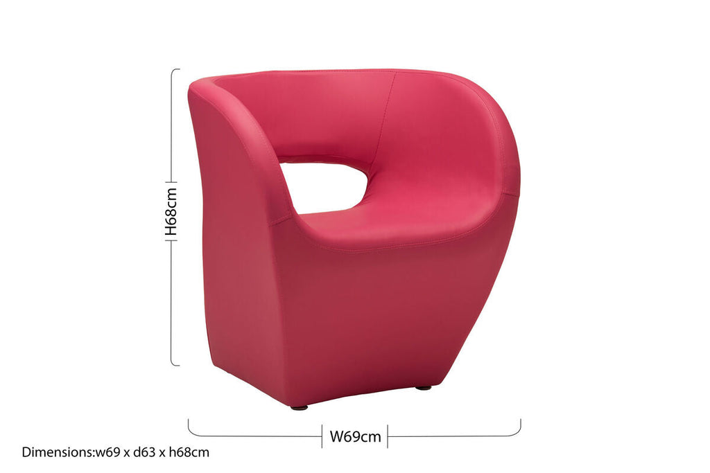 Orsina Aldo Hot Pink Faux Leather Armchair – Modern Accent Chair