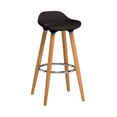 Orsina Stockholm Bar Stool – Black ABS and Beech Wood Counter Seat