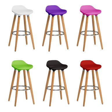 Orsina Stockholm Bar Stool – Black ABS and Beech Wood Counter Seat