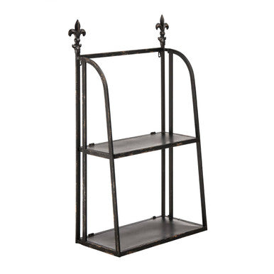 Orsina 2-Tier Black Metal Wall Mountable Shelf Unit | Industrial Decor