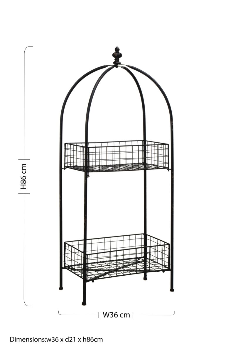 Orsina New York Loft 2 Tier Stand – Industrial Black Storage Shelf