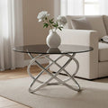 Orsina Cassy Smoked Glass Side Table | Round Silver Steel Frame