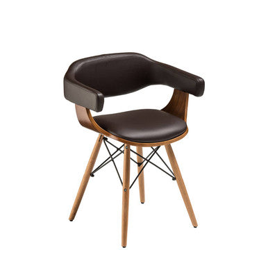 Orsina Parkar Brown Faux Leather and Beech Wood Accent Chair