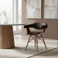 Orsina Parkar Brown Faux Leather and Beech Wood Accent Chair