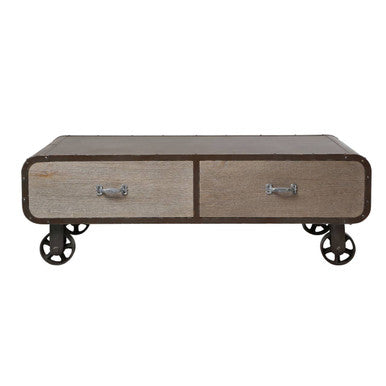 Orsina Village Loft 2-Drawer Coffee Table – Rustic Wood Storage Table