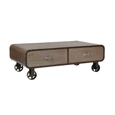 Orsina Village Loft 2-Drawer Coffee Table – Rustic Wood Storage Table