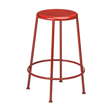 Orsina Artisan Red Metal Stool – Industrial Modern Kitchen Seating