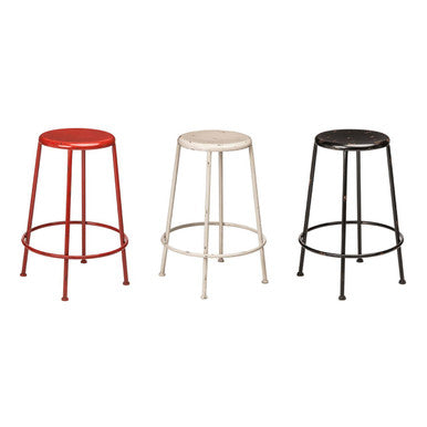 Orsina Artisan Red Metal Stool – Industrial Modern Kitchen Seating