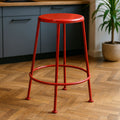 Orsina Artisan Red Metal Stool – Industrial Modern Kitchen Seating